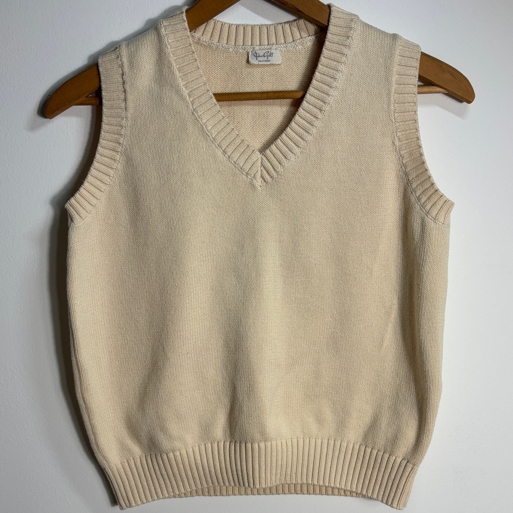 John Galt California Cream V-Neck Sweater Vest One Size
